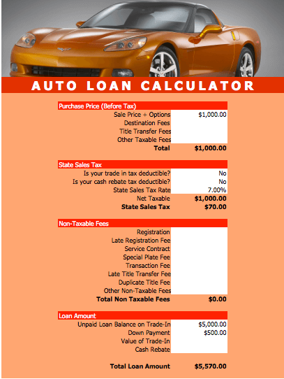 Auto Loan Calculator Template for Numbers