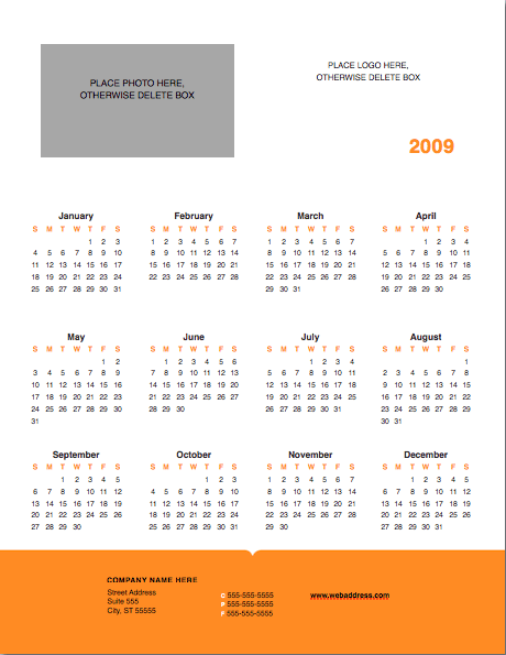 Modern Solid Yearly Calendar Template