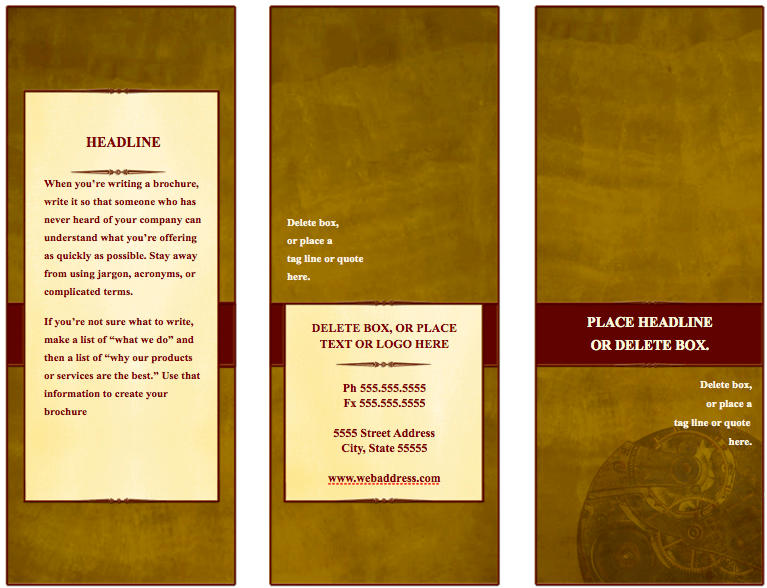 Traditional Tri Fold Brochure Template For Pages