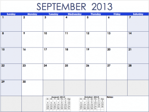 2013 Monthly Calendar Template For Numbers