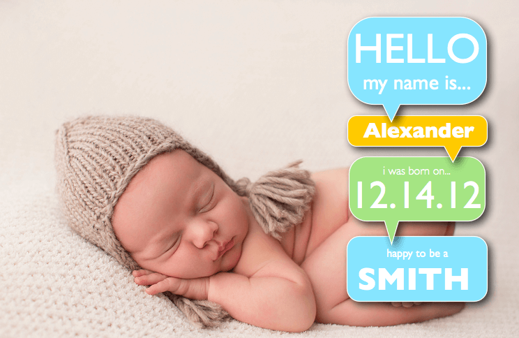 Boy Birth Announcement Template With Word Bubbles