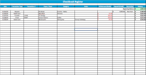 Large Checkbook Register Template for Numbers