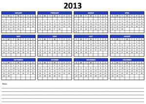 Numbers 2013 Yearly Calendar Template