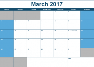 2017 Horizontal Monthly Calendar Template