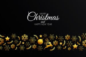 Low Poly Golden Christmas Decorations Christmas Card Template for Pages