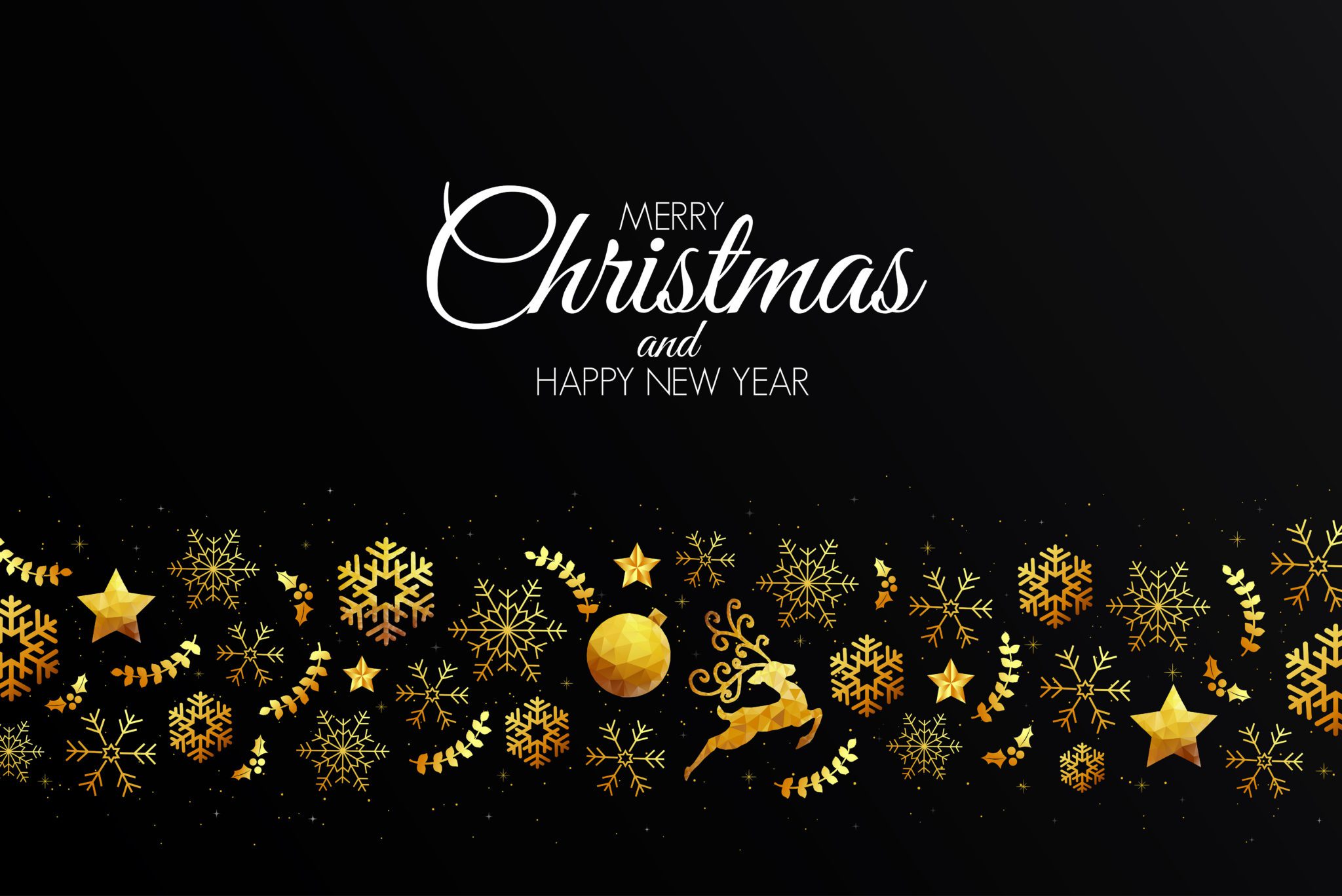 Low Poly Golden Christmas Decorations Christmas Card Template for Pages