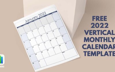 Numbers 2022 Vertical Monthly Calendar Template